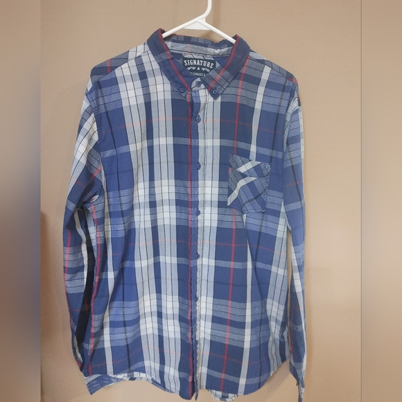 Levi's Signature Blue and Red Casual Button Down Shirt, Size XL NWOT - Picture 1 of 7